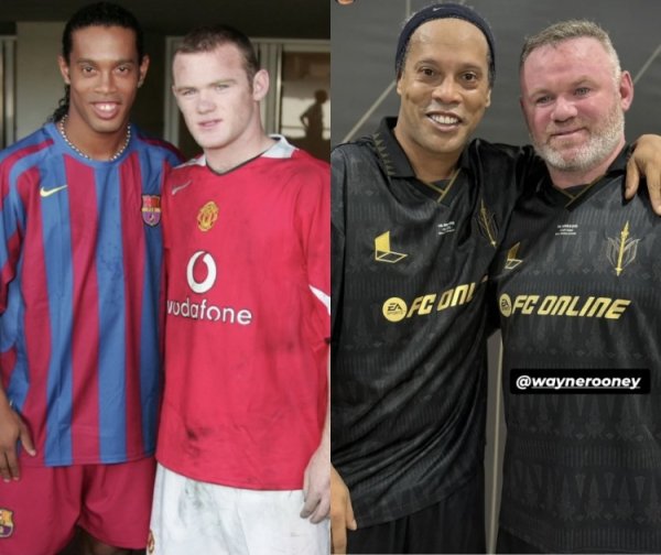 跨越20年~小罗和鲁尼合影对比，岁月对谁“下手”更狠？😃