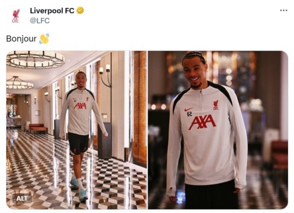他来了！利物浦官方晒照，新援埃基蒂克已与球队会合