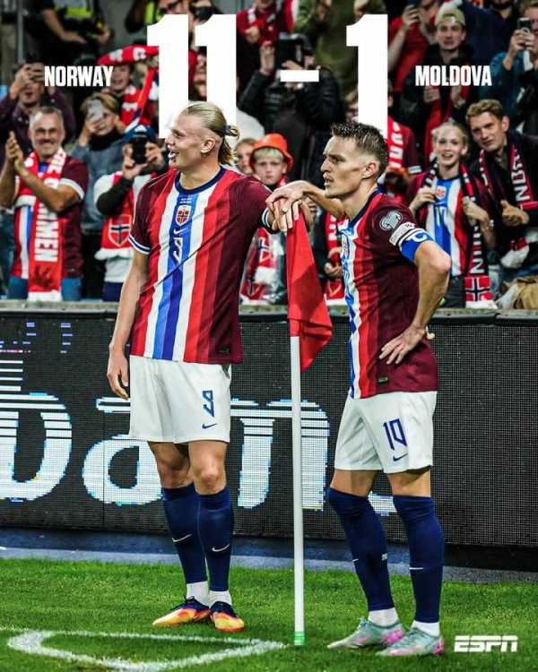 双子星冲击美加墨！挪威世预赛5连胜狂轰24球 哈兰德9球厄德