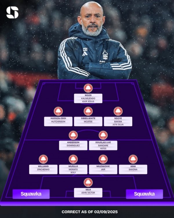 最终能排在第几位？Squawka晒诺丁汉森林阵形    深度