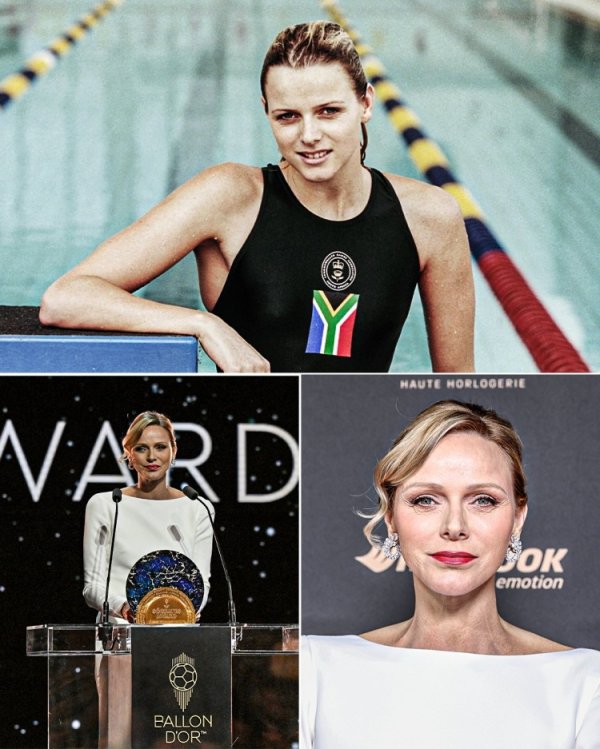 摩纳哥夏琳王妃优雅白裙亮相金球颁奖礼，曾是南非女子泳动  第