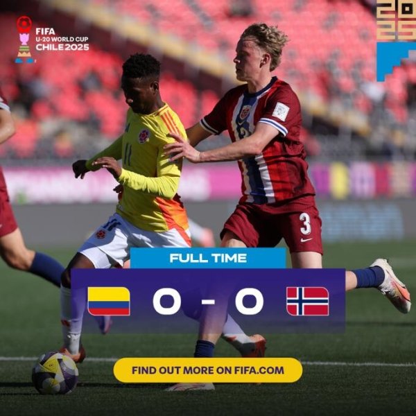 世青赛：哥伦比亚U20以0-0战平挪威U20，单队18次射球